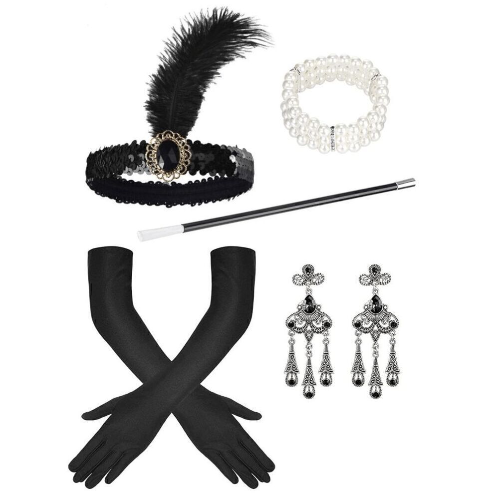 5PCS 1920s Accessories Flapper Great Gatsby Vintage Retro Costume Set NEW